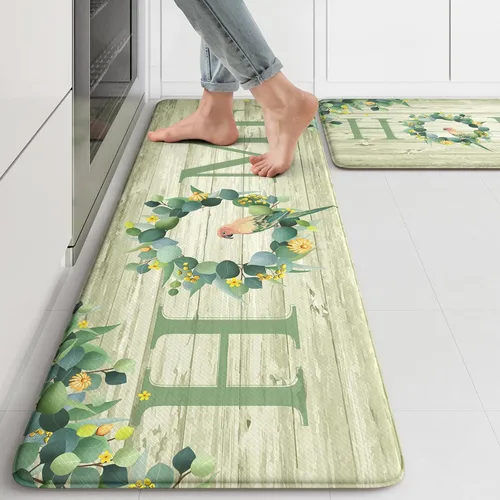 Miniatura 33 de KIMODE Alfombra Antifatiga para Cocina 2 Piezas, Alfombras de Cocina Impermeables y Antideslizantes, Alfombra de Cocina de Estilo Rústico para Piso