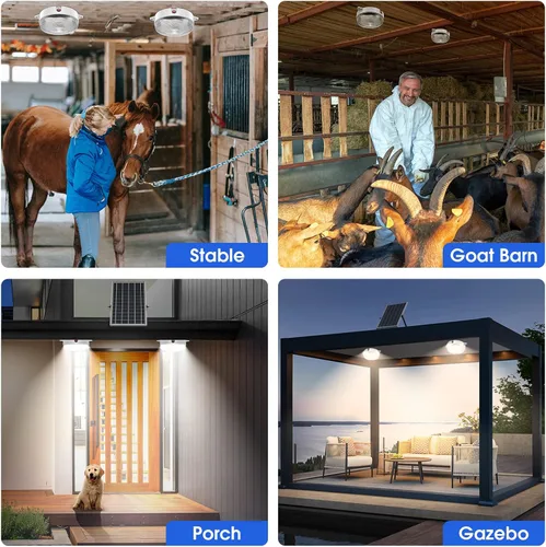 Miniatura 4 de Luz solar de techo con sensor de movimiento, regulable 6000 K/4000 K/3200 K, 5 modos disponibles durante el día, luces solares de cobertizo