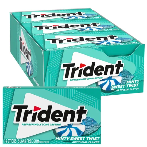 Miniatura 15 de Goma de mascar Trident Mint Bliss sin azúcar, 12 paquetes de 14 piezas (168 piezas en total)