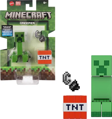 Mattel Minecraft Figura de acción y accesorios Paquete de 2 con Creeper a escala de 3.25 pulgadas, set de juguetes coleccionables