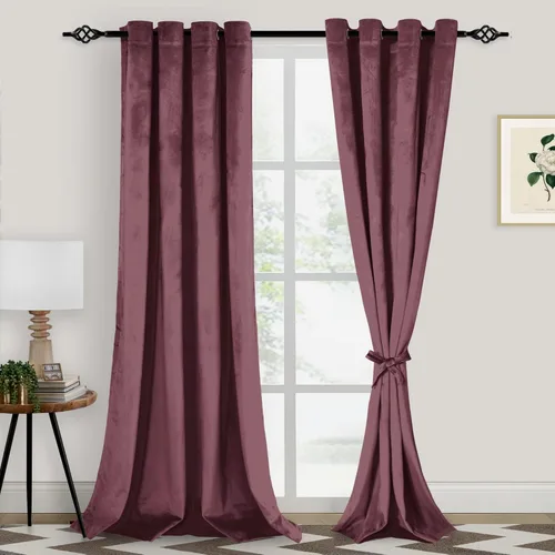 Miniatura 23 de XWZO Cortinas de terciopelo azul de 63 pulgadas de largo, elegantes cortinas de lujo suaves para sala de estar, aislamiento térmico, oscurecimiento