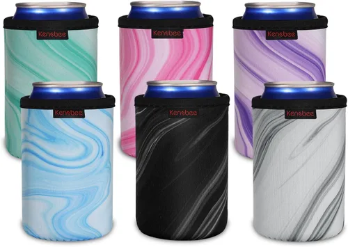Miniatura 21 de Paquete de 4 Fundas Enfriadoras para Latas Delgadas de 12oz, Suaves Aisladas Reutilizables Antideslizantes de Neopreno Portavasos Cubiertas