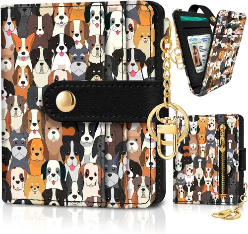 Miniatura 43 de Jogjam Cartera pequeña para mujer, Rfid delgada y compacta para tarjetas de crédito, billetera plegable de piel sintética, bolsillo con cremallera