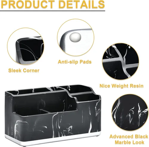 Miniatura 5 de VITVITI Portacepillos de dientes para baño, organizador de baño, encimera de baño, 5 compartimentos, accesorios de baño, almacenamiento para pasta