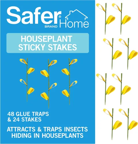 Miniatura 9 de Trampas adhesivas Safer Brand Home SH5026 para plantas de interior - 16 trampas incluidas - Controla áfidos, moscas blancas, moscas de la fruta