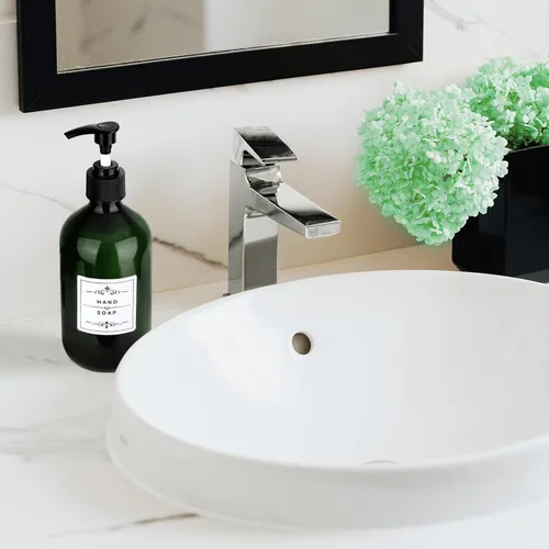 Miniatura 4 de Paquete de 2 Dispensadores de Botellas con Bomba de 16.9 OZ 500ml, Dispensadores de Bomba para Encimera de Baño, Recipientes de Plástico Rellenables