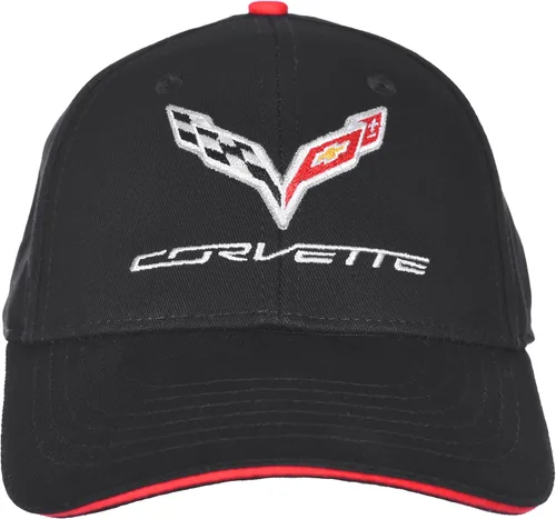 JH DESIGN GROUP Gorra negra ajustable con logotipo Chevy Corvette C7 para hombre