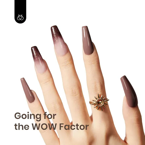 Miniatura 5 de Beetles - Esmalte de uñas de gel con purpurina marrón, 15 ml, color marrón chocolate de invierno, club de jazz, esmalte de uñas para manicura I