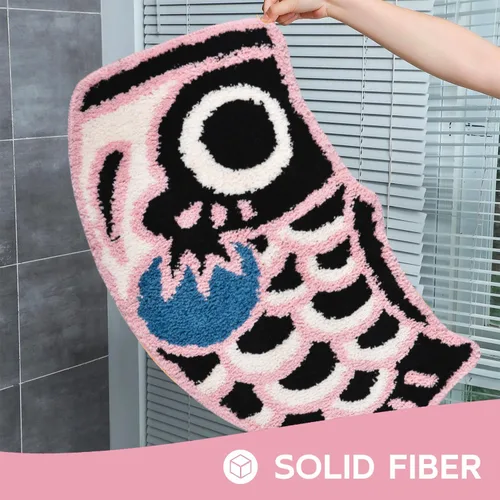 Miniatura 4 de Bonita alfombra de baño con diseño de pez, suave, antideslizante, estilo japonés, con bandera de Koi, alfombra para ducha, tapete