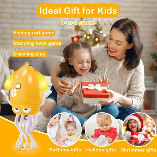 Miniatura 7 de Plnmlls Juguete de pulpo bailarín, juguetes para el tiempo boca abajo, con música y luz LED, batería recargable integrada y volumen que se pueden
