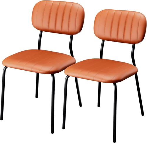 Miniatura 9 de VINGLI Juego de 2 sillas de comedor apilables, asiento acolchado de poliuretano con marco de metal, silla apilable para el hogar, cocina, oficina