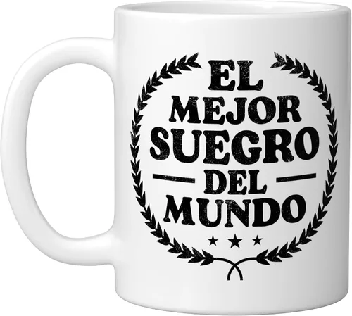 Miniatura 7 de El Mejor Suegro del Mundo - Taza de cerámica con humor divertido para suegro español, color negro y blanco
