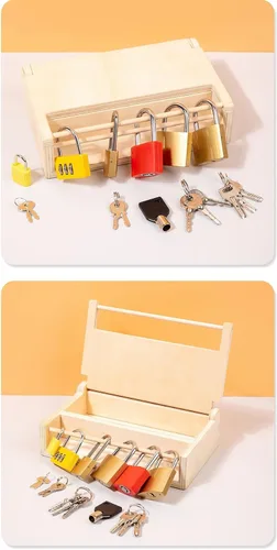 Miniatura 3 de Montessori - Juego de juguetes de cerradura y llave para niños, juguetes educativos con cerraduras y llaves, materiales Montessori para educación