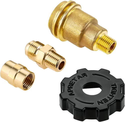 Paquete de 3 adaptadores de montaje de gas propano QCC1 con tuerca, 1/4 macho NPT x QCC1, latón 1/4 x 1/4 NPT hembra, 3/8 pulgadas flare x 1/4