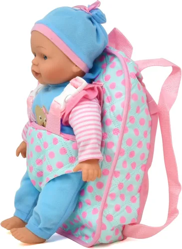 Miniatura 8 de Muñeca de bebé suave de 13 pulgadas con mochila transportadora rosa para llevar, bolsillo para maletín para accesorios y ropa