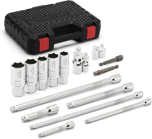 Miniatura 7 de EMENTOL Juego de 5 unidades de llaves de vaso para bujía de 3/8", CR-V, SAE y métrico, juego de llaves de vaso de 6 puntas de 3/8
