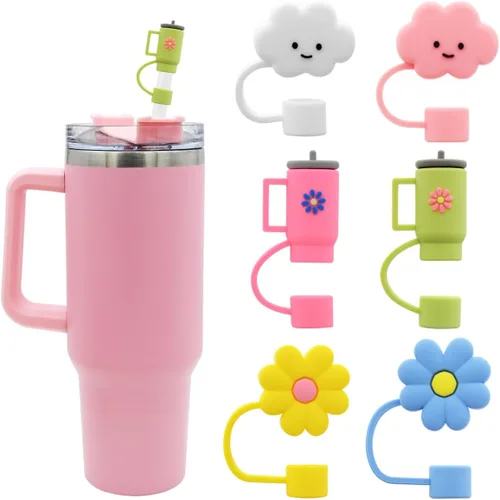 Tapa con pajita para vaso Stanley, tapa de pajita de silicona de 10 mm 0.4 pulgadas, tapas reutilizables para pajitas, cubiertas de punta de pajita