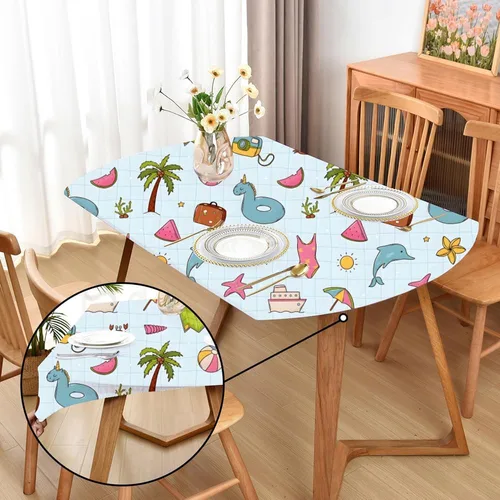 Miniatura 42 de Mantel ajustado blanco con elástico para mesas plegables de 48x48 pulgadas, manteles lavables y elásticos de elastano para mesas de cartas, manteles