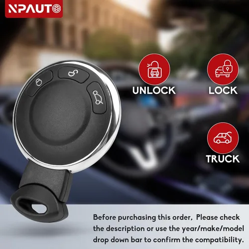 Miniatura 2 de NPAUTO Llavero de Repuesto Compatible con Mini Cooper 2007 2008 2009 2010 2011 2012 2013 2014 - Control Remoto de Entrada sin Llave, Llaveros