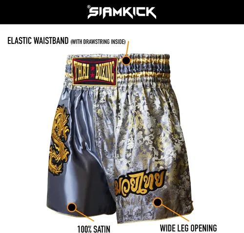 Miniatura 5 de SIAMKICK Pantalones cortos retro de Muay Thai para hombres y mujeres, boxeo, kickboxing, alto grado, MMA, ropa de entrenamiento