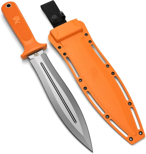 ODENWOLF W-SowCatcher Cuchillo de hoja fija con funda – Cuchillo de caza grande hecho de acero D2 – Cuchillos grandes de hoja fija de doble filo con