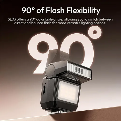 Miniatura 4 de ULANZI SL03 - Flash Speedlite Mini para Cámara con Luz de Vídeo para Principiantes Básico, GN8 6500K, Ángulo Ajustable de 90°, Compatible con DSLR