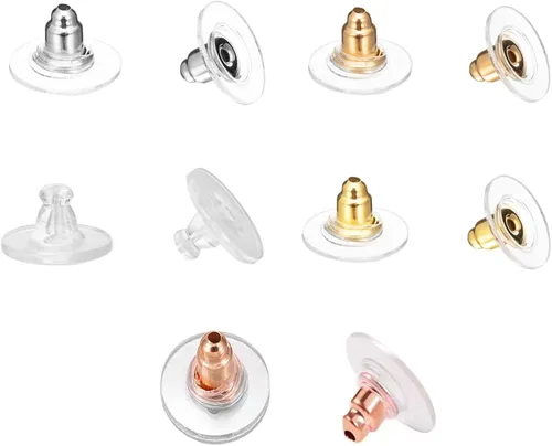 Miniatura 3 de DSOMHZ Parte trasera de aretes para orejas caídas/tachuelas/aretes pesados, 100 piezas de levantadores de aretes de bala (plata y oro)