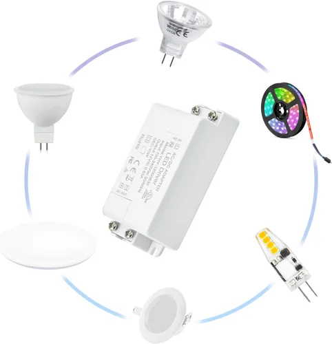 Miniatura 6 de Lustaled Transformador de controlador LED de 10 W CC 12 V - Convertidor de conmutación de voltaje constante de 110 V CA a 12 V CC - Impermeable