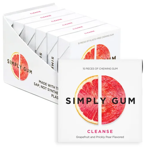 Miniatura 25 de Goma de Mascar Natural Surtida de Simply Gum, sin OGM, Vegana, 6 paquetes (90 piezas), incluye Menta, Canela, Jengibre, Hinojo, Café, Arce