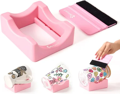 Cuna de silicona para tazas, cuna para vasos con espátula de fieltro, uso para aplicar calcomanías UV DTF / calcomanías de vinilo para vasos, Copa