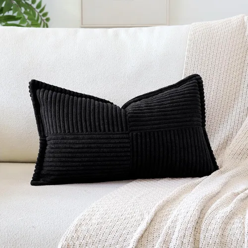 Miniatura 26 de OTOSTAR Fundas de almohada de pana a rayas con empalme, fundas de almohada bohemias súper suaves laterales decorativas con textura para sofá, cama