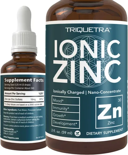Zinc líquido iónico – Suministro de 8 meses, dosis ajustables para toda la familia – Forma de sulfato de zinc, vegano, botella de vidrio –
