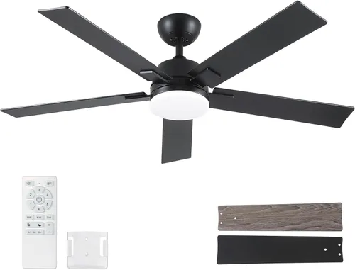 Miniatura 24 de Ventiladores de techo de 42 pulgadas con luces y control remoto, ventilador de techo de níquel cepillado, motor CC reversible de 6 velocidades, LED