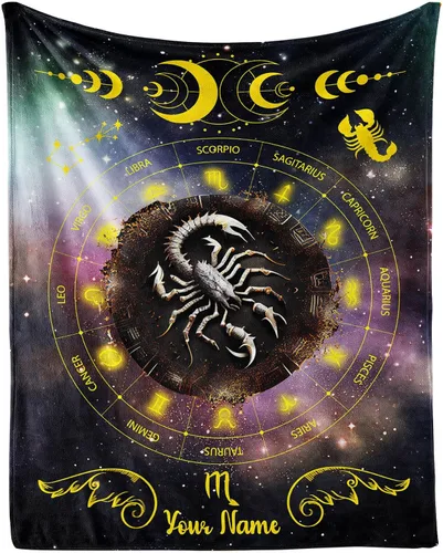 Miniatura 13 de Manta del zodiaco Tauro, manta de franela de 50 x 40 pulgadas, manta de franela con temática de astrología y estrellas y vibrante, manta suave