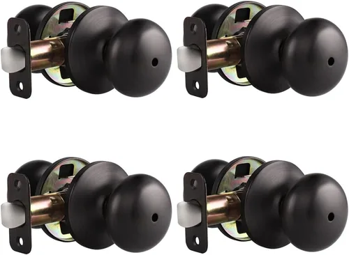 Miniatura 14 de Probrico - Perillas de privacidad para puerta de baño/dormitorio, perilla interior de bronce aceitado sin llave, perilla de puerta con bloqueo sin