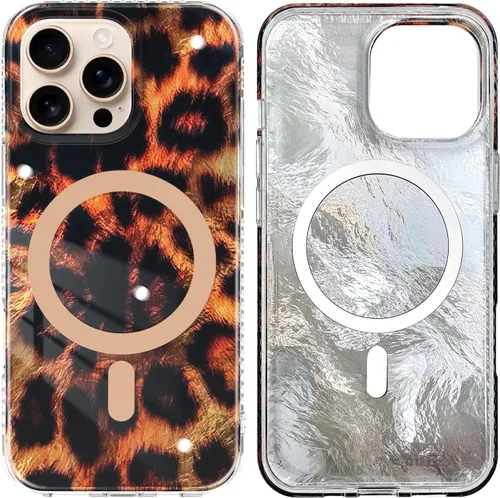 Miniatura 27 de SAKUULO Funda magnética para iPhone 11 Pro Max [Compatible con MagSafe] Patrón de Estampado de Leopardo Gris Claro Funda de Carga Inalámbrica