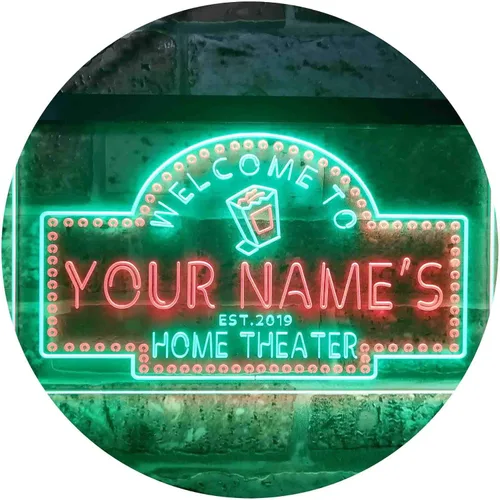 Miniatura 24 de ADVPRO Letrero de neón LED de doble color con tema de cine en casa, diseño personalizado de este año, azul y rojo, 16 x 12 pulgadas