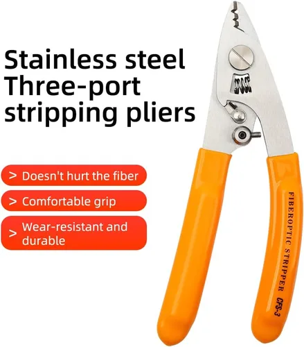 Miniatura 2 de Cable de fibra óptica de acero inoxidable Stripper Herramienta de tres agujeros Pigtail Cable Stripping Alicates 2pcs
