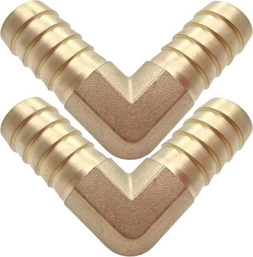 Miniatura 7 de 2 piezas de acoplador de manguera de latón con púas 1/2" x 1/2" de 90 grados con conector de codo angular derecho por CX WONDERLAND
