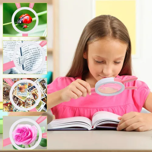 Miniatura 5 de Lupa de mano para niños para estudiantes y niños explorando la naturaleza, experimento científico, insectos, plantas, plantas, hojas, observación