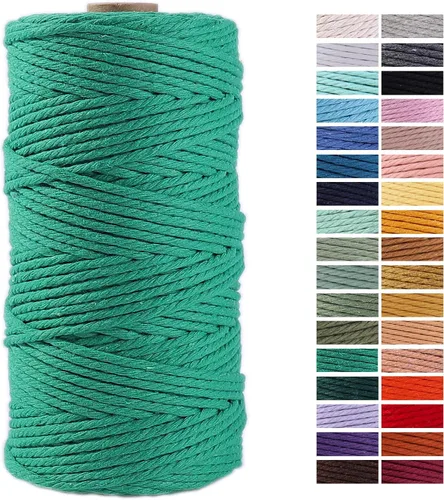 Miniatura 25 de Cuerda de Macramé Gris Claro 3mm x 109 Yardas, Cuerda de Algodón de Colores Cuerda para Manualidades Cuerda de Algodón Colorida para Colgar