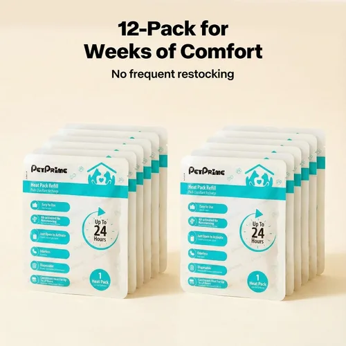 Miniatura 6 de Pet Prime Paquete de 12 paquetes de calor desechables, calor sin olor las 24 horas para juguetes de peluche con latidos del corazón, comodidad
