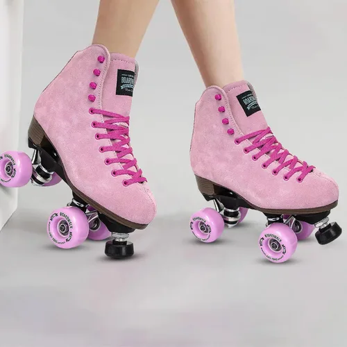 Miniatura 6 de Sure-Grip Boardwalk - Patines de ruedas unisex para exteriores con botas de cuero retro y ruedas 82A Teaberry