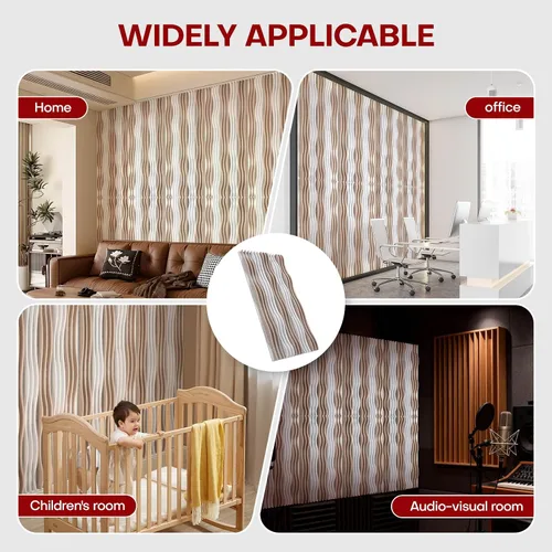 Miniatura 6 de Paneles Acústicos de Pared Grandes 47.2"x23.6"x1.57" Paquete de 4, Paneles de Prueba de Sonido DIY 3D con Ondas para Paredes, Paneles de Pared