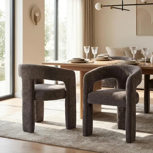 Miniatura 46 de HNY Silla moderna de cocina y comedor de estilo barril, silla de acento tapizada en cuero sintético PU con brazo, silla de lado de 47 cm de ancho