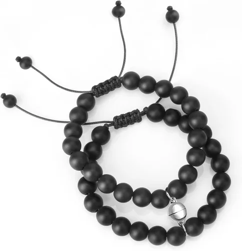Reaowazo Juego de pulseras magnéticas a juego para parejas, atracción mutua, cuentas de piedra natural, regalos de joyería para novio, mujeres y