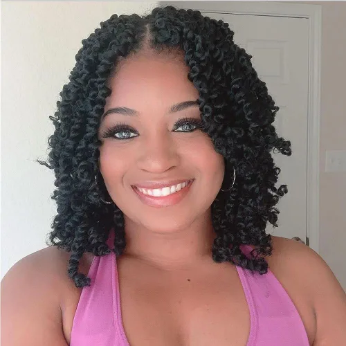 Miniatura 39 de Cabello de Ganchillo Pre-Retorcido Passion Twist para Mujeres Negras y Niños, Cabello Passion Twist Pre-Enrollado Trenzas Bohemias 4 Pulgadas 8
