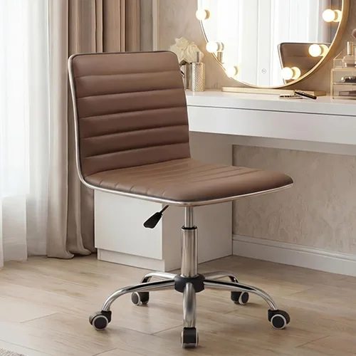 Miniatura 14 de Furmax Silla de Tocador de Respaldo Medio para Sala de Maquillaje, Escritorio de Computadora Giratorio de Cuero PU de Respaldo Bajo, Silla de Tarea