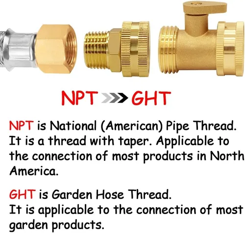 Miniatura 5 de Uenede Conector de manguera de jardín hembra de latón de 1/2 "NPT macho a 3/4" GHT hembra, reductor giratorio roscado reductor adaptador