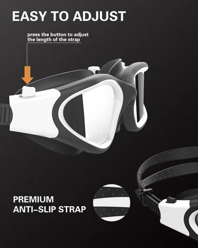 Miniatura 7 de Gafas de natación polarizadas, gafas de natación para hombres, mujeres y adultos, protección antivaho y UV Polarizado + espejo plateado